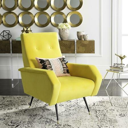 SAFAVIEH Aida Velvet Retro Mid Century Accent Chair, Yellow FOX6258A